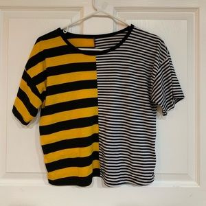 SheIn Yellow/Black/White Striped Tee Basically New